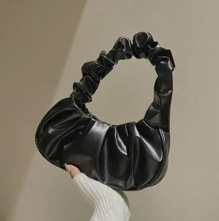 Pure Color Cloud Pleated Simple Sweet Shoulder Bag