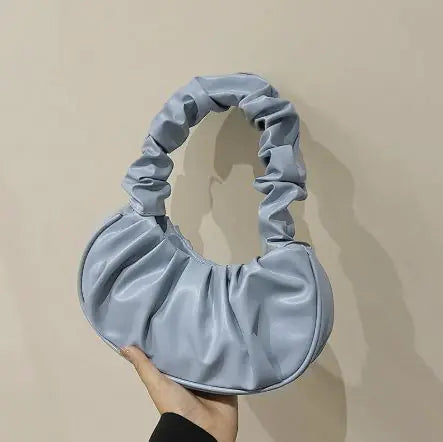 Pure Color Cloud Pleated Simple Sweet Shoulder Bag
