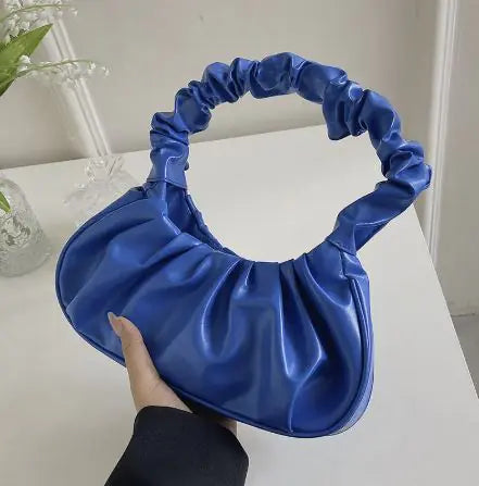 Pure Color Cloud Pleated Simple Sweet Shoulder Bag