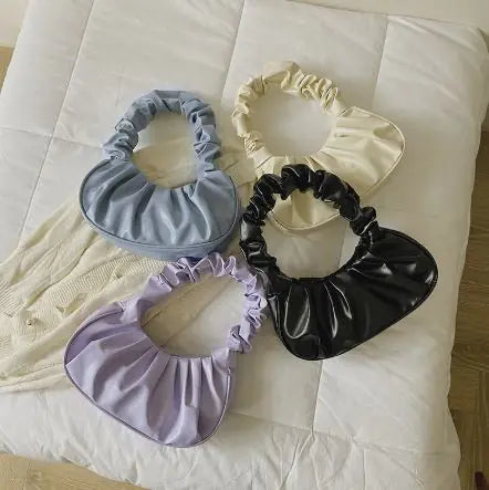 Pure Color Cloud Pleated Simple Sweet Shoulder Bag