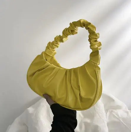Pure Color Cloud Pleated Simple Sweet Shoulder Bag