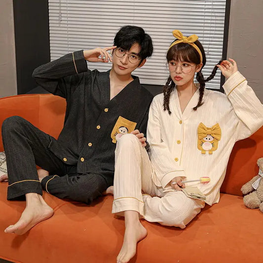 Men's Loose Long Sleeve Home Suit Set for Spring & Autumn